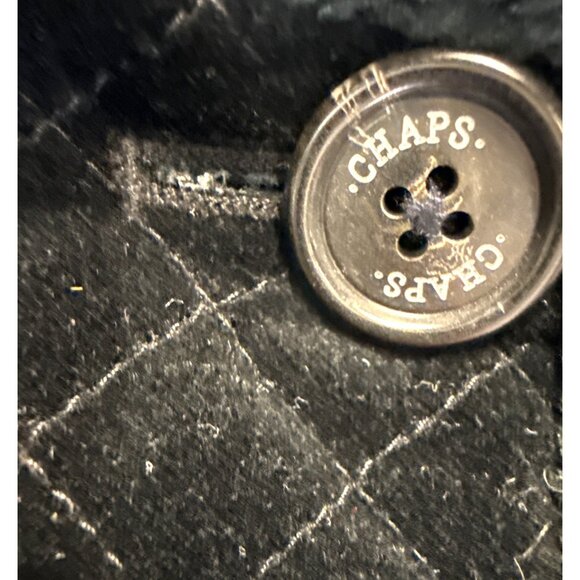Chaps Jacket Black Velveteen Quilt Diamond Print Buttons Pockets Lined Size 3X - Picture 16 of 16